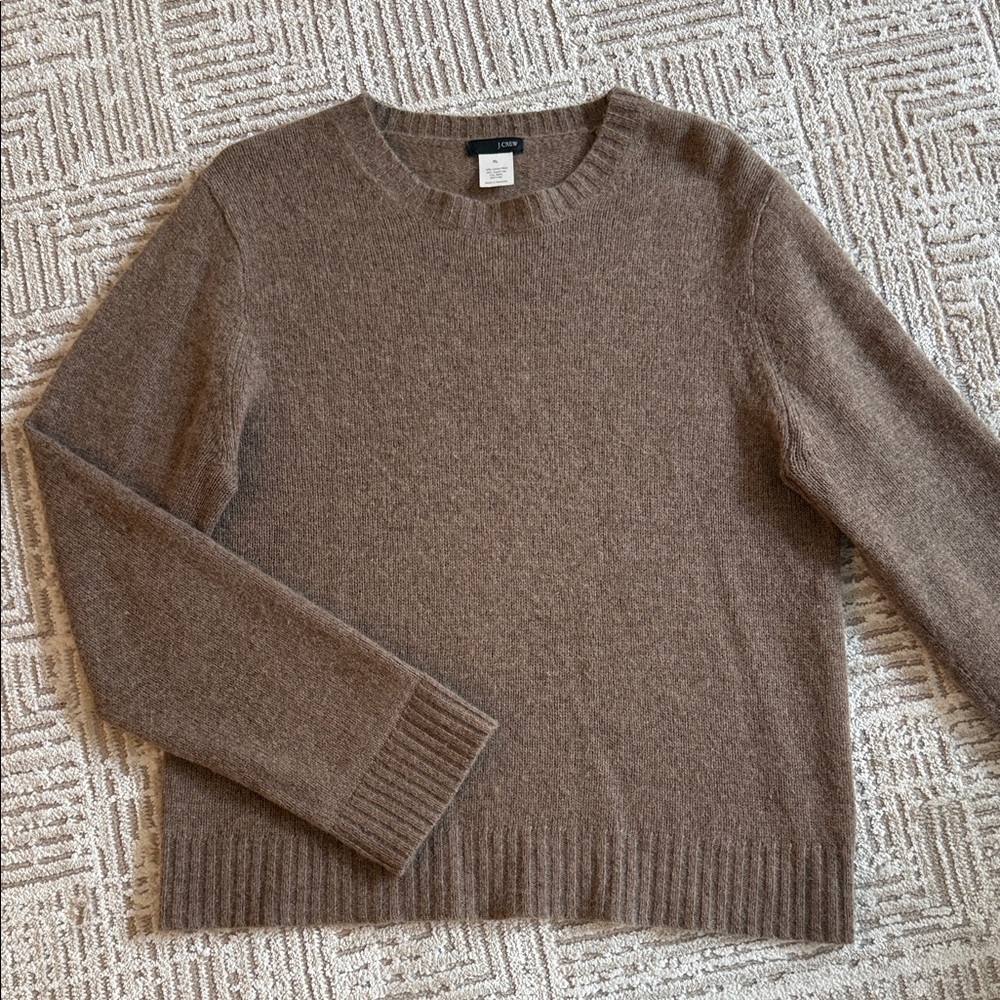 J. Crew Tan Lambs Wool Rabbit Hair Blend Crewneck Sweater